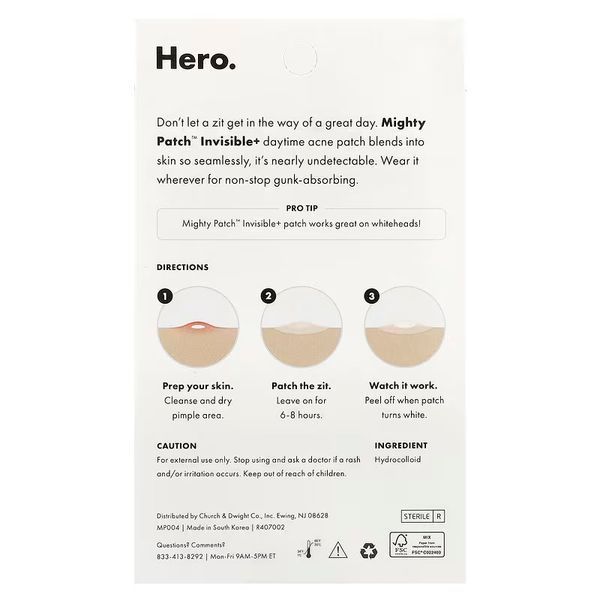 Гідроколоїдні патчі від прищів Hero Cosmetics Mighty Patch, 39 шт MIGH39 фото